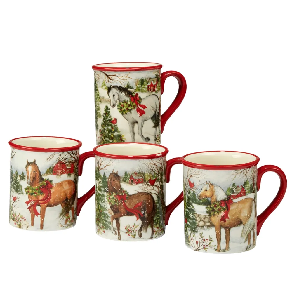 Certified International Christmas on the Farm 4-Pc. Mug asst.