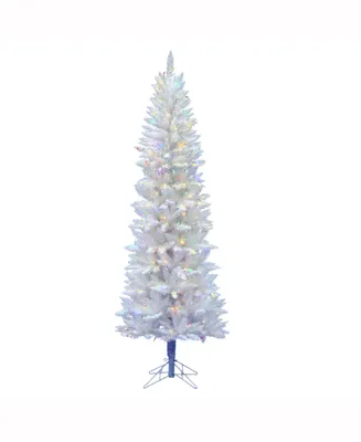 Vickerman 6 ft Sparkle White Spruce Pencil Artificial Christmas Tree With 300 Multi