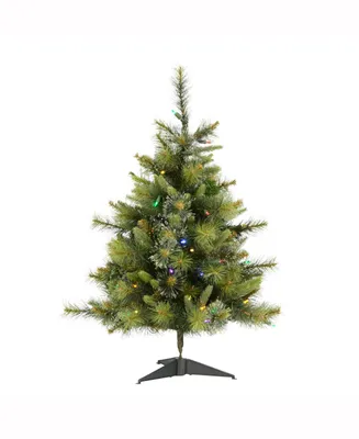Vickerman 3 ft Cashmere Pine Artificial Christmas Tree With 100 Multi