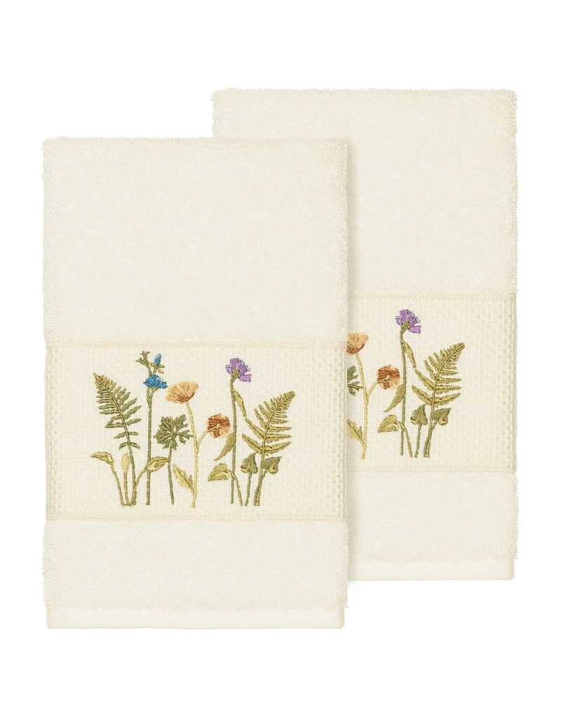 Linum Home Serenity 2-Pc. Embellished Hand Towel Set