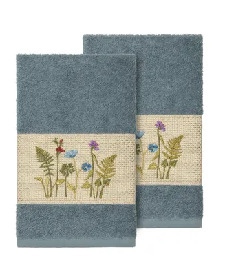 Linum Home Serenity 2-Pc. Embellished Hand Towel Set