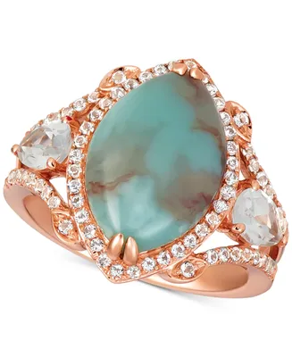 Le Vian Sky Aquaprase (15 x 10mm) & White Topaz (1-1/6 ct. t.w.) Statement Ring in 14k Rose Gold, Created for Macy's