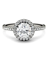 Moissanite Round Halo Ring (1-1/3 ct. t.w. Diamond Equivalent) 14k Gold or White Rose