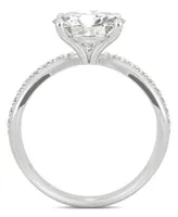Moissanite Round Solitaire with Sides Ring (2-9/10 ct. tw. Diamond Equivalent) 14k White Gold
