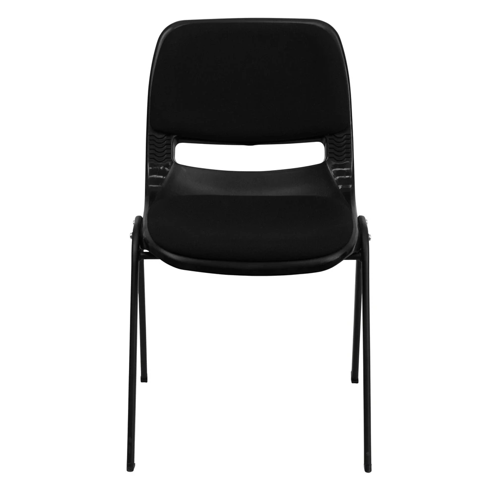 Hercules Series 880 Lb. Capacity Black Ergonomic Shell Stack Chair With Padded Seat And Back