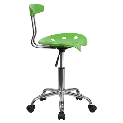Vibrant Spicy Lime And Chrome Swivel Task Chair With Tractor Seat
