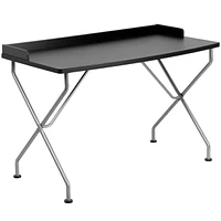 Black Computer Desk With Silver Metal Frame