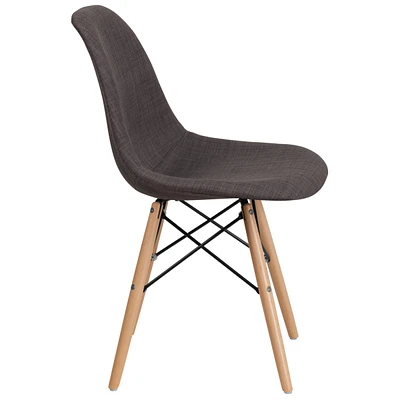 Elon Series Siena Gray Fabric Chair With Wood Base