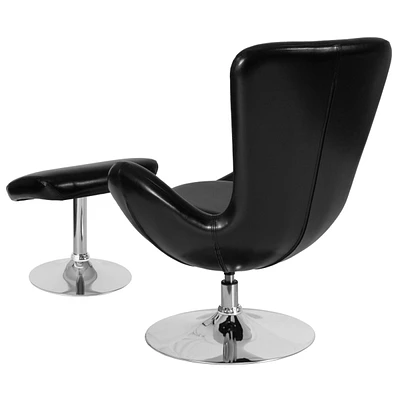 Egg Series Leather Side Reception Chair With Ottoman