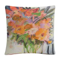 Sheila Golden Floral Bouquet Watercolor Motif Decorative Pillow, 16" x 16"