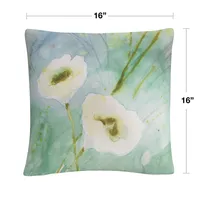 Sheila Golden Quiet Pond White Soft Floral Motif Decorative Pillow, 16" x 16"