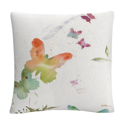 Sheila Golden Butterfly Expression Abstract Modern Decorative Pillow, 16" x 16"