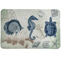 Laural Home Seaside Postcard Memory Foam Rug