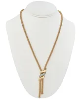 Diamond Swirl Lariat Necklace (1/3 ct. t.w.) in 14k Gold Over Sterling Silver, 20" + 3" extender