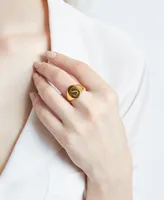 Sarah Chloe Initial Signet Ring in 14K Gold-Plated Sterling Silver