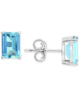 Effy Aquamarine Stud Earrings (1-9/10 ct. t.w.) in 14k White Gold