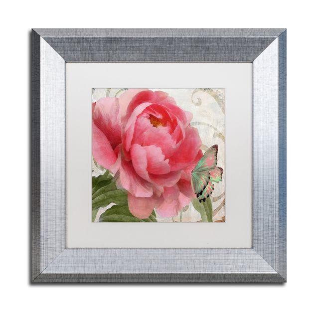 Color Bakery 'Apricot Peonies Ii' Matted Framed Art, 11" x 11"