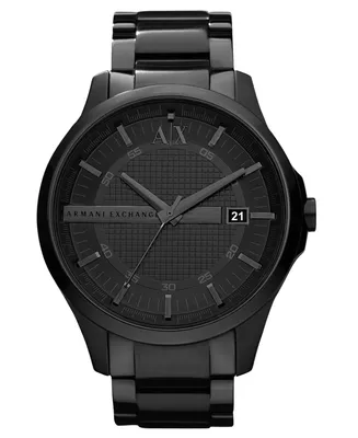 A|X Armani Exchange Watch, Men's Black Ion Plated Stainless Steel Bracelet 46mm AX2104