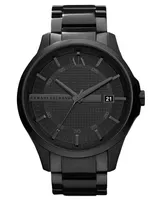 A|X Armani Exchange Watch, Men's Black Ion Plated Stainless Steel Bracelet 46mm AX2104