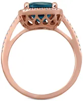 London Blue Topaz (3-3/4 ct. t.w.) & Diamond (1/5 ct. t.w.) Ring in 14k Rose Gold