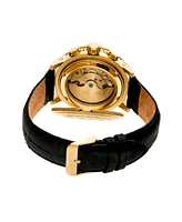 Heritor Automatic Aura Gold & Black Leather Watches 44mm