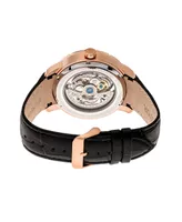 Heritor Automatic Ryder Black & Rose Gold & Black Leather Watches 44mm