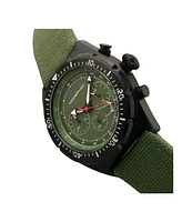 Morphic M53 Series, Black Case, Chronograph Fiber Weaved Olive Leather Band Watch w/Date, 45mm