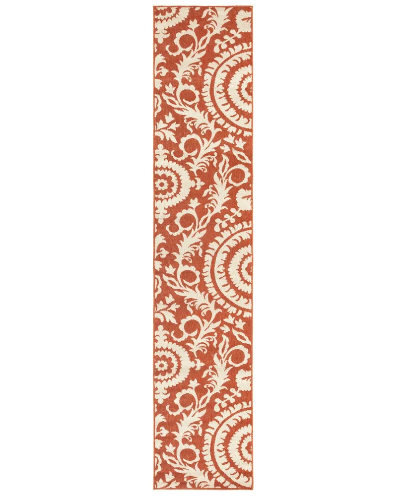 Closeout! Surya Alfresco Alf-9613 Rust 2'3" x 11'9" Runner Area Rug, Indoor/Outdoor