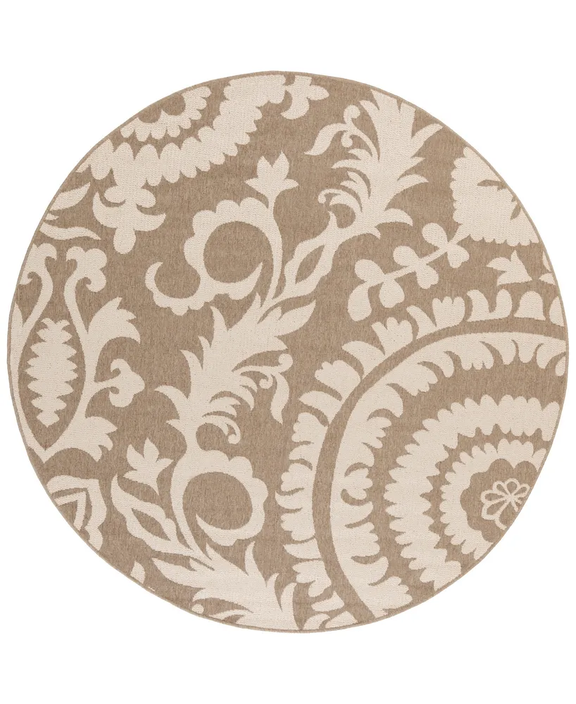 Closeout! Surya Alfresco Alf-9616 Camel 5'3" Round Area Rug, Indoor/Outdoor