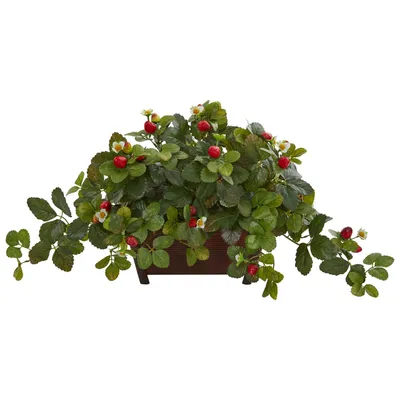 Nearly Natural Strawberry Artificial Plant in Decorative Planter