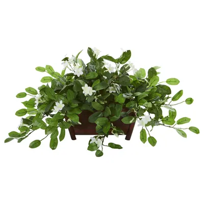 Nearly Natural Mix Stephanotis Artificial Plant in Decorative Planter
