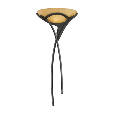 Aurora Long Tail Wall Sconce in Ant Bronze with Amber Glass