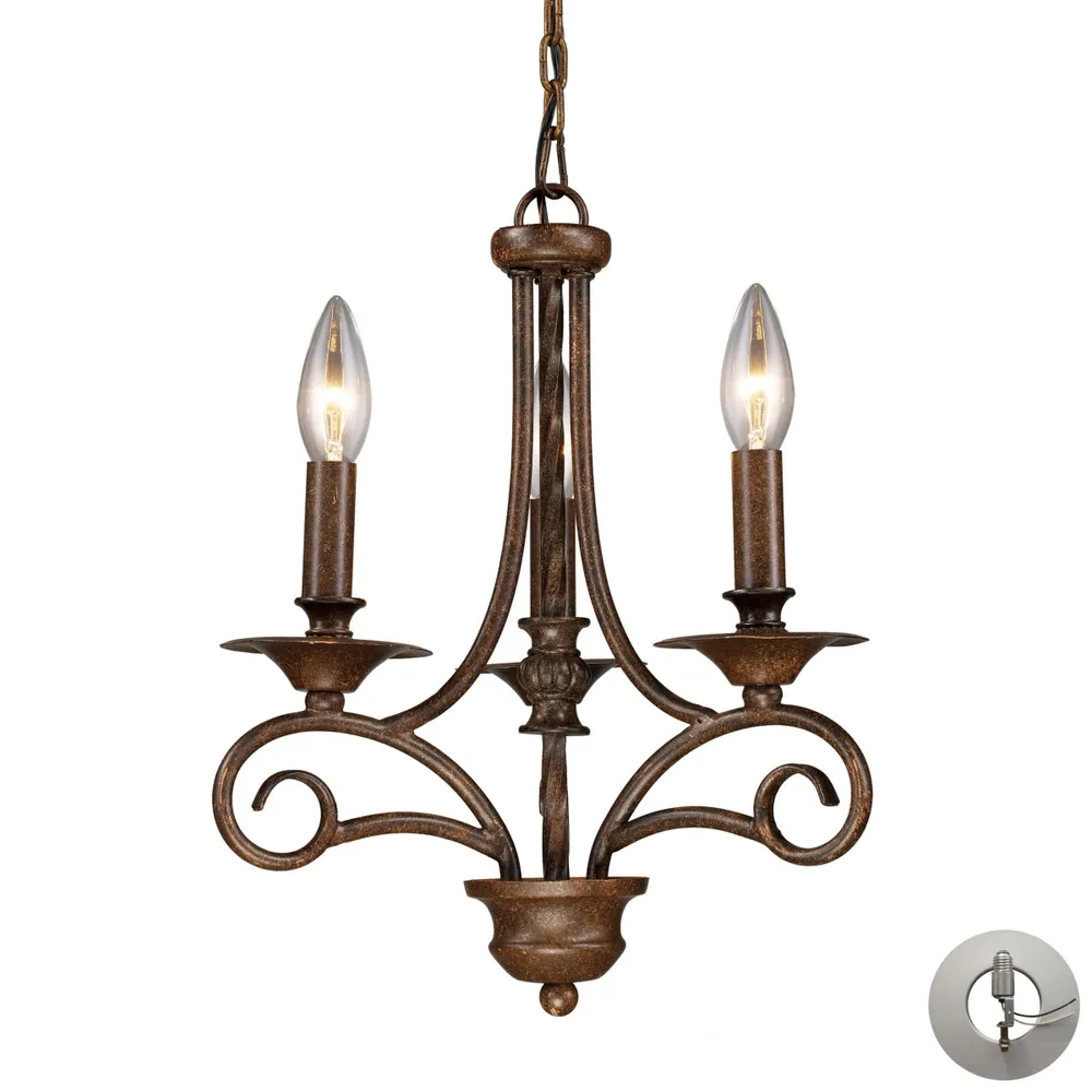 D Gloucester 3-Light Chandelier in Antique Bronze