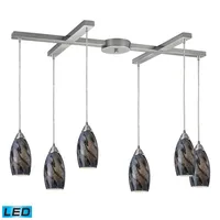 Galaxy 1-Light Pendant in Brown and Satin Nickel Finish