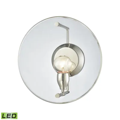 Disco 1 Light Wall Sconce in Polished Nickel with Clear Acrylic Panel