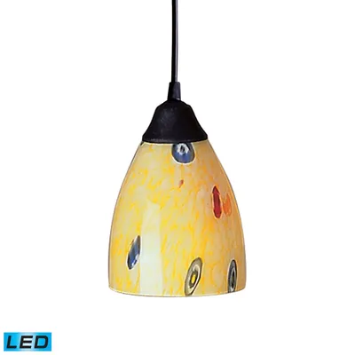 1 Light Pendant in Dark Rust and Yellow Blaze Glass - Led Offering Up To 800 Lumens (60 Watt Equivalent)