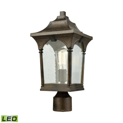 Loringdale 1 Light Outdoor Post Mount in Hazelnut Bronze with Clear Seedy Glass