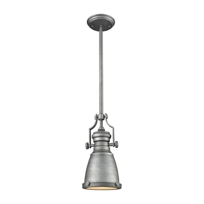 Chadwick 1 Light Pendant in Weathered Zinc with Frosted Glass Diffuser