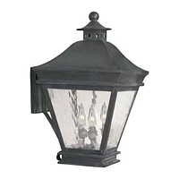 Artistic Ltg-Wall Lantern, Charcoal, Water Glass