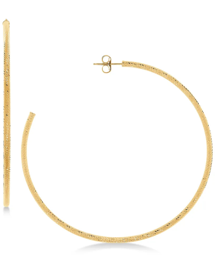 Textured Skinny Hoop Earrings (1-1/2") in 14k Gold