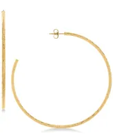 Textured Skinny Hoop Earrings (1-1/2") in 14k Gold