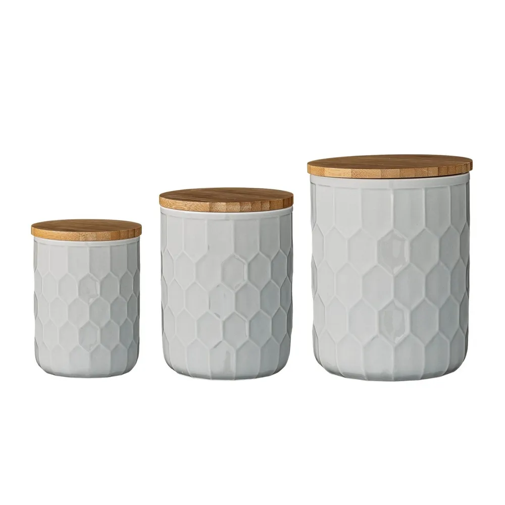 canisters set of 3 white for