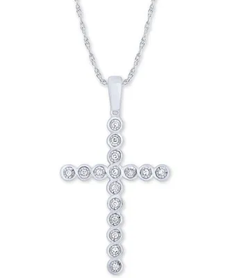 Diamond Cross 18" Pendant Necklace (1/8 ct. t.w.) in 10k White Gold