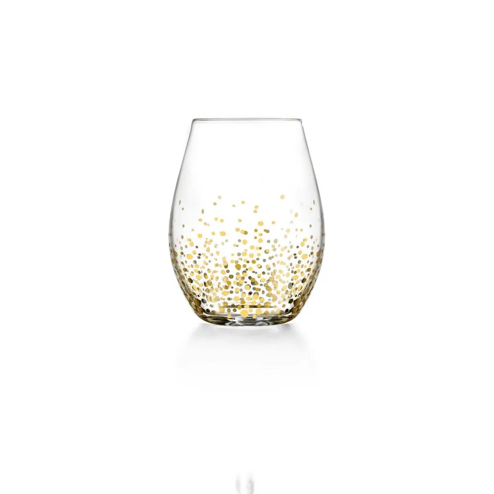 Jay Imports Gold Luster Stemless Glasses, Set of 4