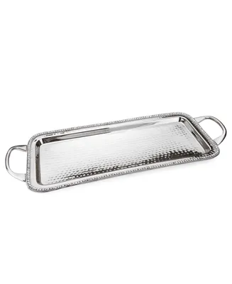 Classic Touch Stainless Steel Handled Serving Tray with Diamonds-20"L