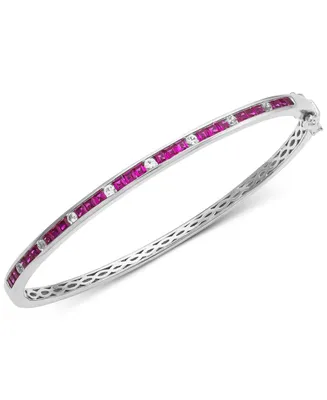 Sapphire (1-7/8 ct. t.w.) & White Sapphire (1/3 ct. t.w.) Bangle Bracelet in Sterling Silver (Also Available in Ruby)
