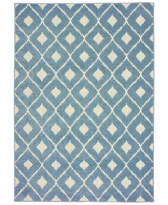 Closeout! Oriental Weavers Barbados 5502B Blue/Ivory 6'7" x 9'6" Indoor/Outdoor Area Rug