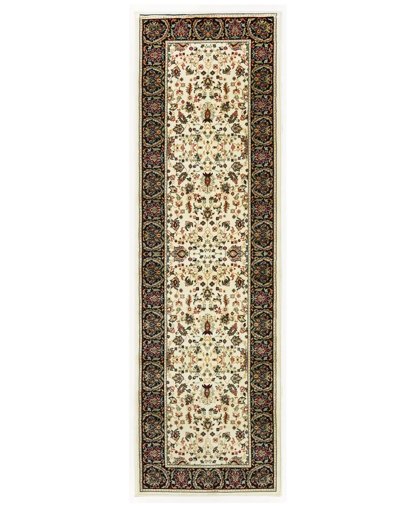 Closeout! Oriental Weavers Kashan 108X Ivory/Black 2'3" x 7'6" Runner Area Rug