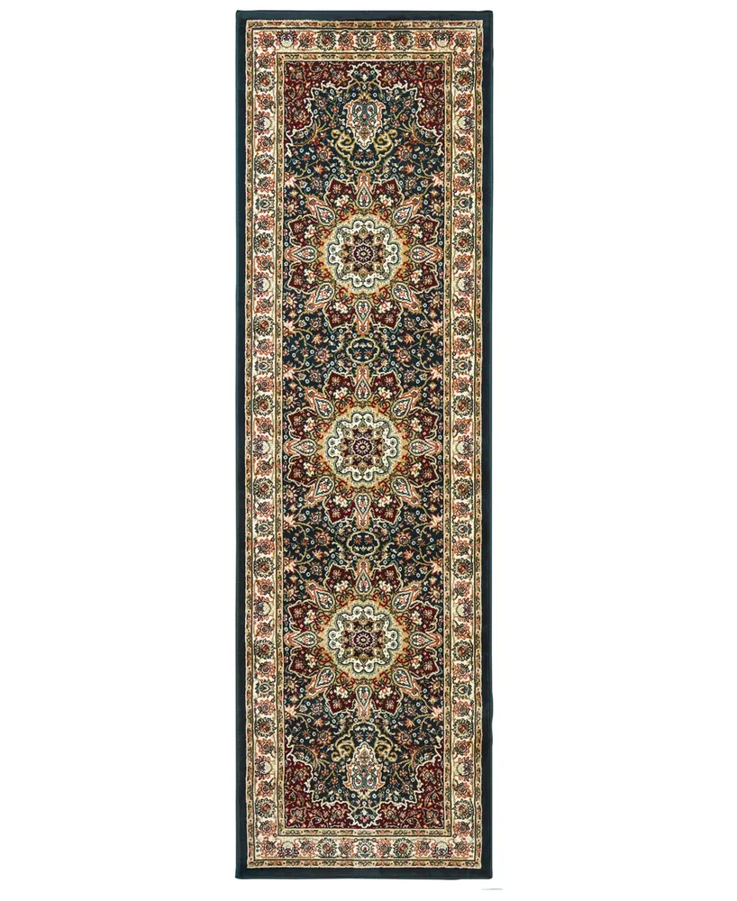 Closeout! Oriental Weavers Kashan 119U Navy/Ivory 2'3" x 7'6" Runner Area Rug