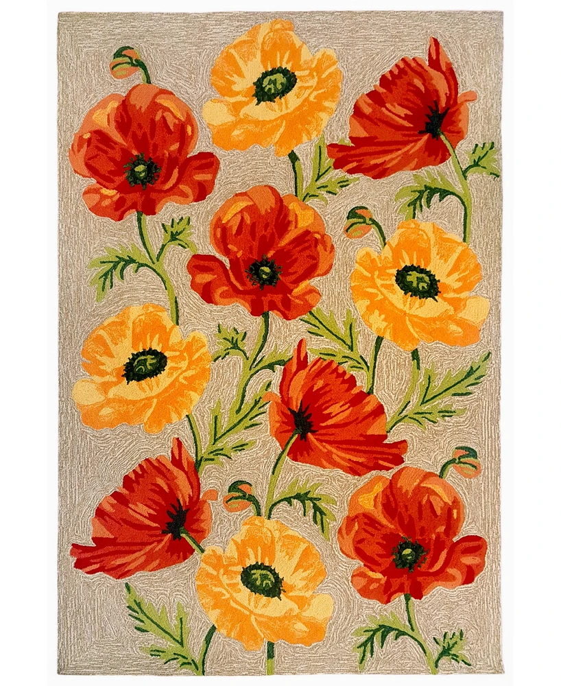 Liora Manne' Ravella 2272 Icelandic Poppies Ivory/Cream 2' x 8' Indoor/Outdoor Runner Area Rug